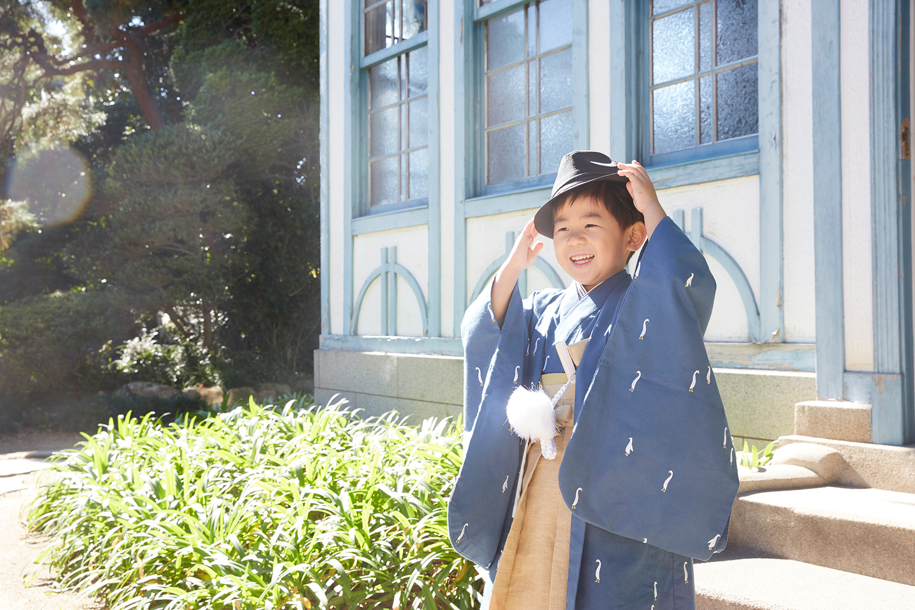 屋外での撮影、七五三