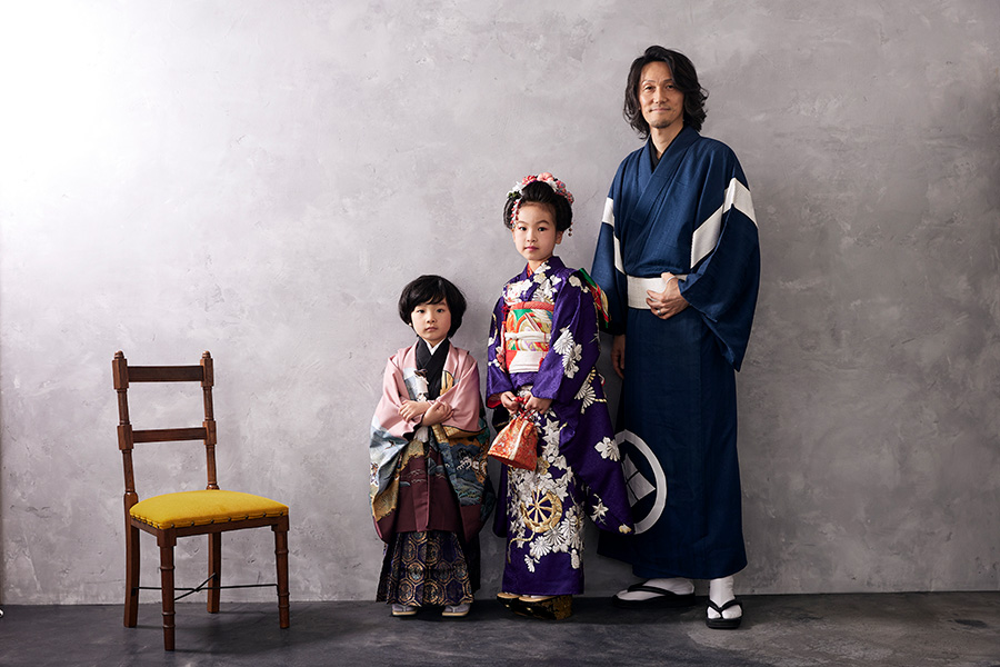 スタジオでの撮影、家族写真