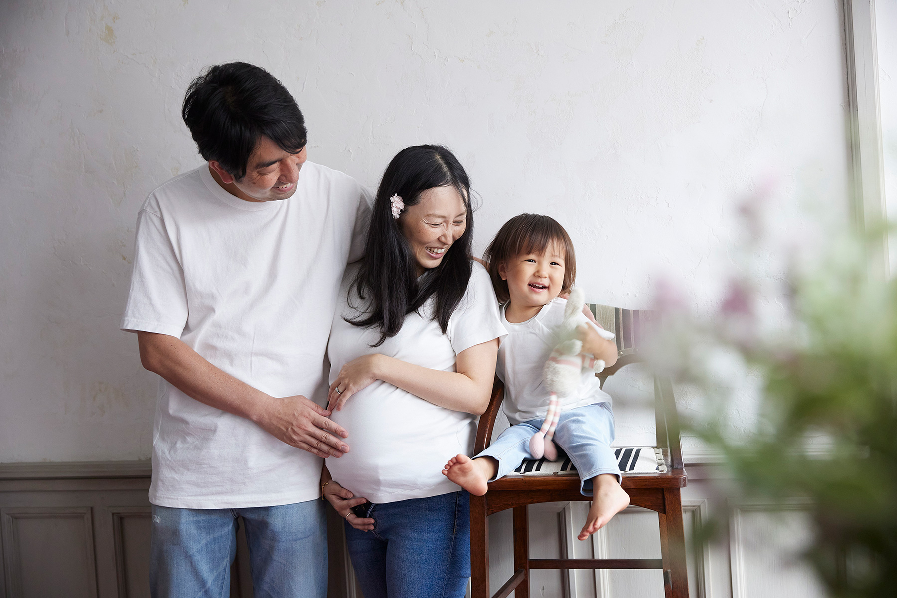 スタジオでの撮影、家族写真、マタニティ